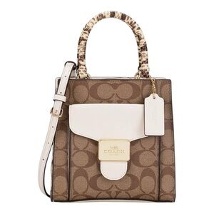 COACH PEPPER Mini Crossbody Signature Canvas Snakeskin Leather C7227 NWT